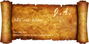 Jóna Alex névjegykártya